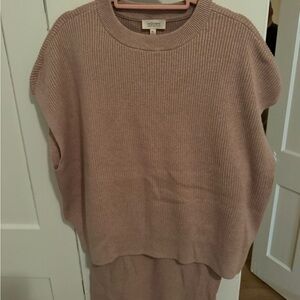 Haven Well Within  Cashmere Women's tan Crew Neck and matching wide Leg Pants
